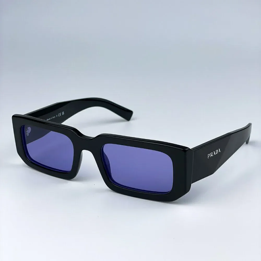 NEW Prada PR06YS 02Z01O Black Blue Rectangle Unisex Sunglasses - Picture 5 of 11